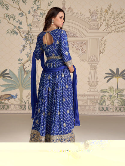 Designer Chinon Silk Embroidered Work Wedding Anarkali Suit