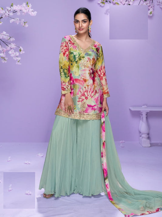 Floral Print Full Stitched Palazzo Suits