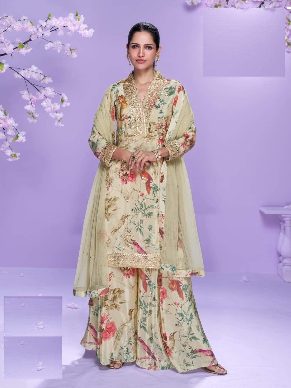 Floral Print Full Stitched Palazzo Suits