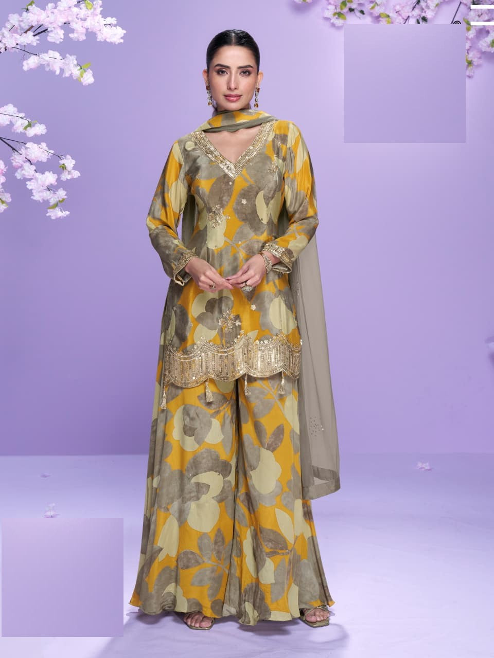 Floral Print Full Stitched Palazzo Suits