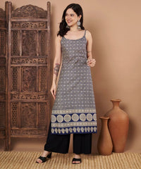 Blue Color Cotton Fabric Designer Printed Stylish Formal Kurta (D)