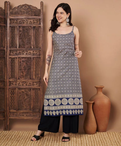Blue Color Cotton Fabric Designer Printed Stylish Formal Kurta (D)