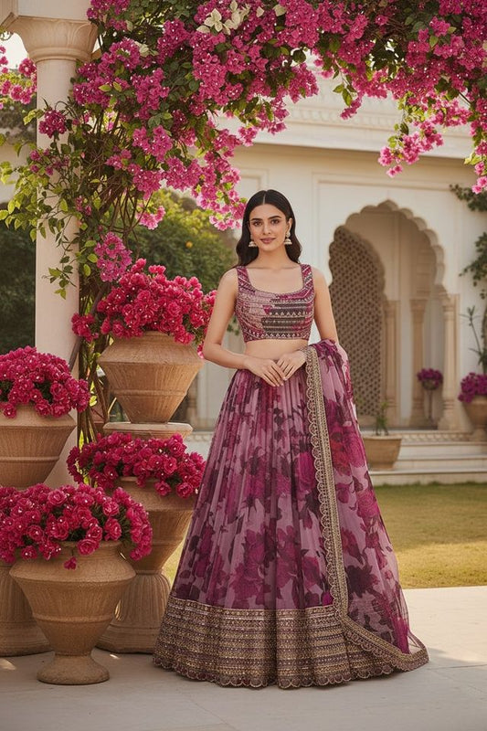 Turquoise Designer Lehenga with Dupatta – Indian Ethnic Wear HKV-003550 PINK