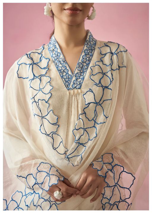 Women's Gorgeous Viscose Rayon Thread Work Straight Kurta with Pant And Dupatta Set