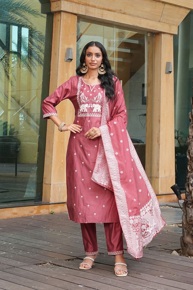 Beautiful Cotton Silk Fabric Ceremonial Salwar Suit