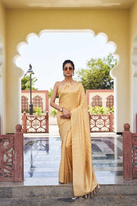 Peach Color Beautiful Woven Designer Partywear Ethnic Saree