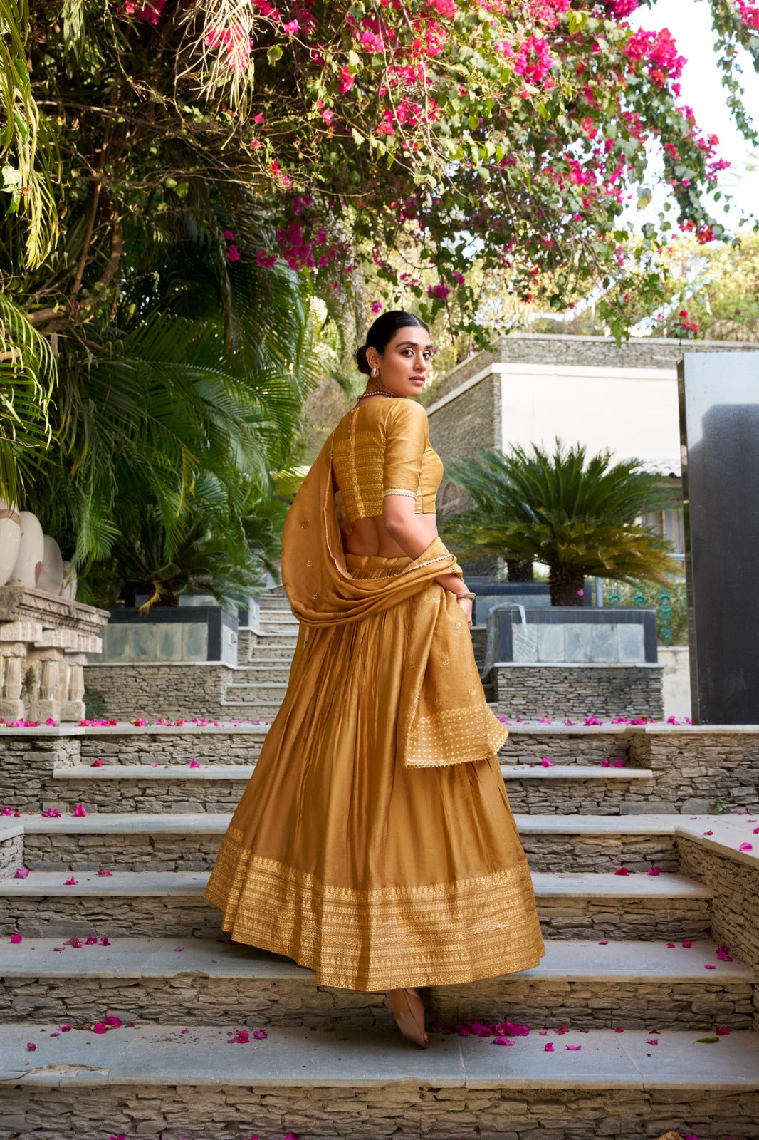 Wine Pure Chanderi Plain With Zari Weaving Work Border Fully Stitched Lehenga,Unstitched Blouse With Dupatta