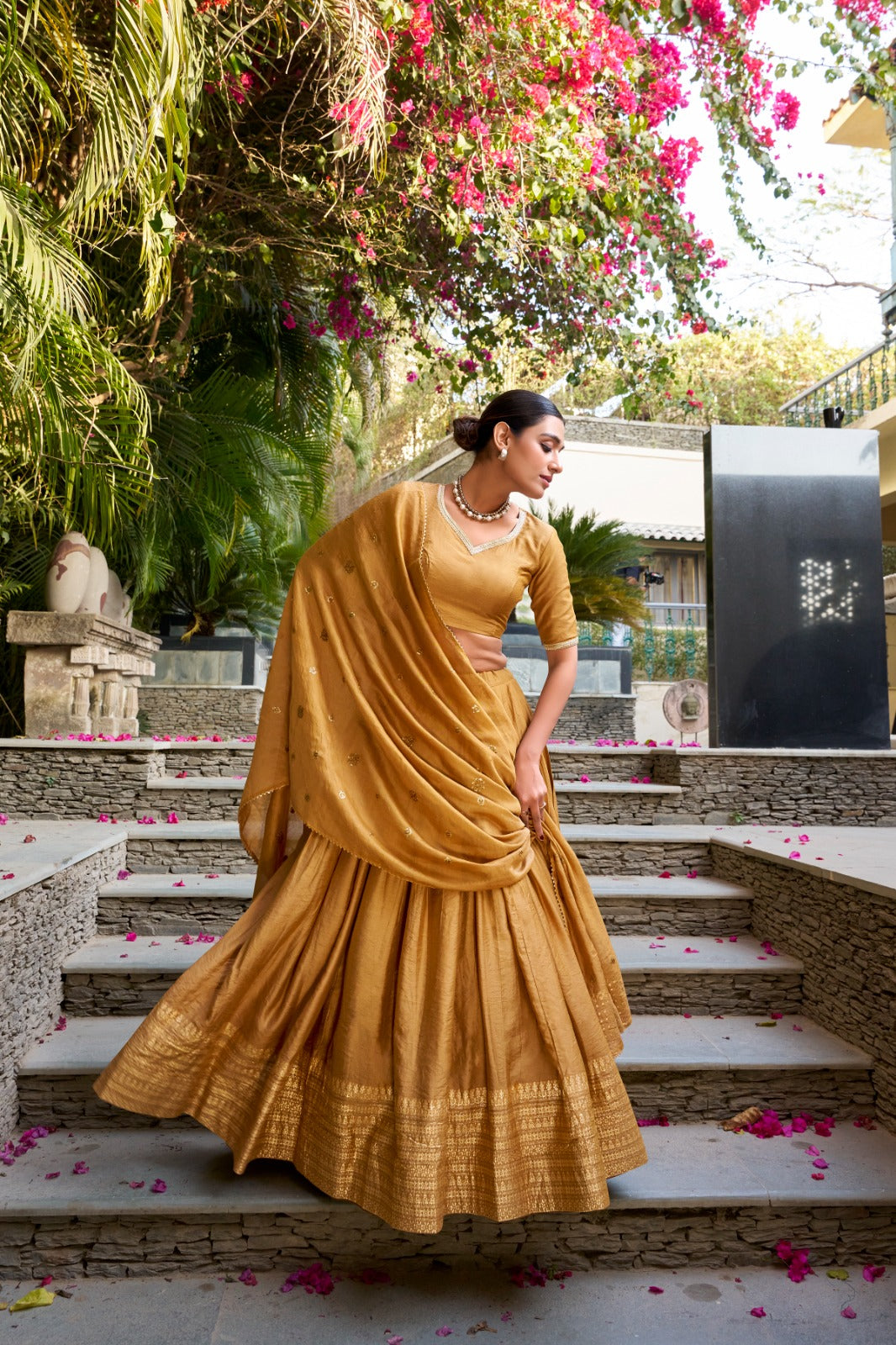 Wine Pure Chanderi Plain With Zari Weaving Work Border Fully Stitched Lehenga,Unstitched Blouse With Dupatta