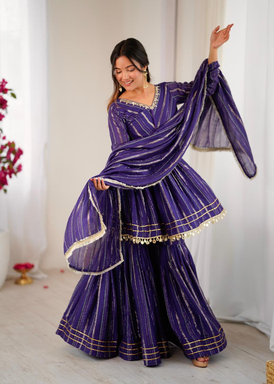 Luxury Sharara, Royal Purple Sharara Suit for Women