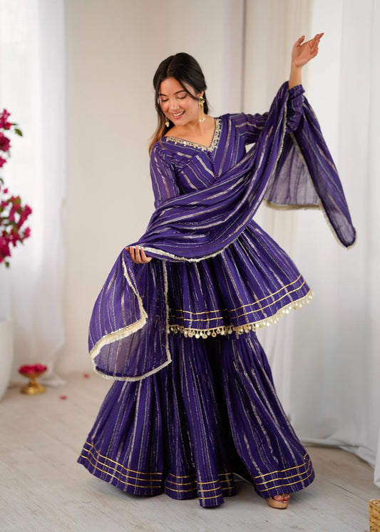 Luxury Sharara, Royal Purple Sharara Suit for Women