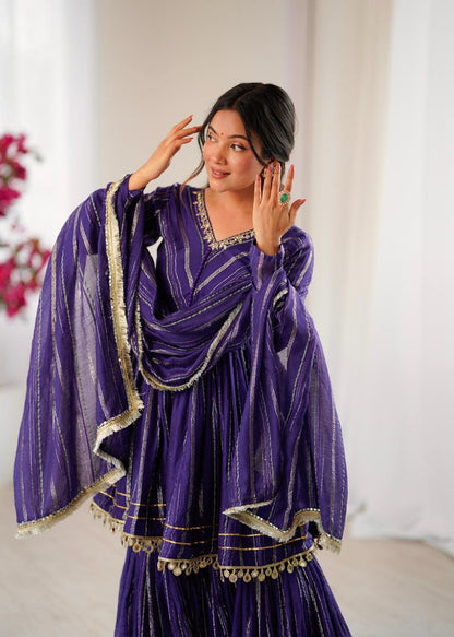 Luxury Sharara, Royal Purple Sharara Suit for Women