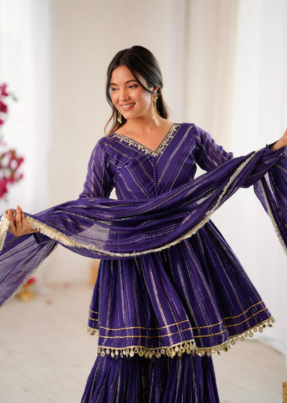 Luxury Sharara, Royal Purple Sharara Suit for Women