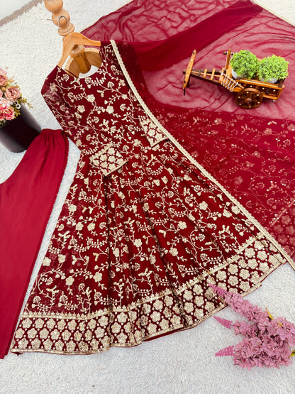 long anrakli, and long pent,only heavy work, Premium Quality Anarkali Suit, Georgette Anarkali Suit Net Dupatta Anarkali Heavy Embroidery Anarkali