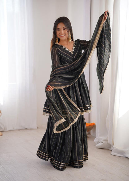 Black Sharara Suit for Women Designer Sharara Set Party Wear Sharara Suit Ethnic Wear for