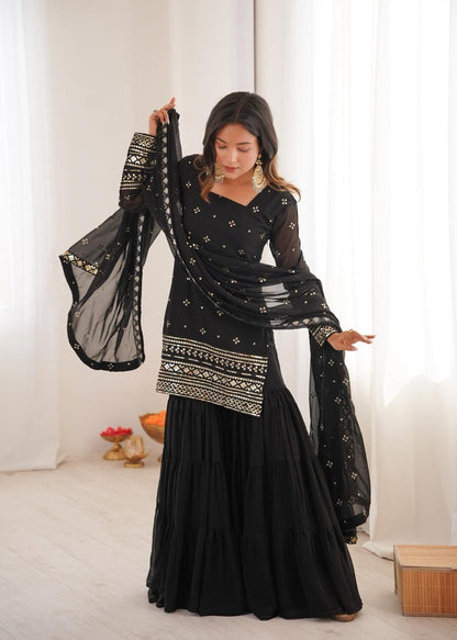 Sharara suit set for women Kurta sharara dupatta set Festive sharara suit