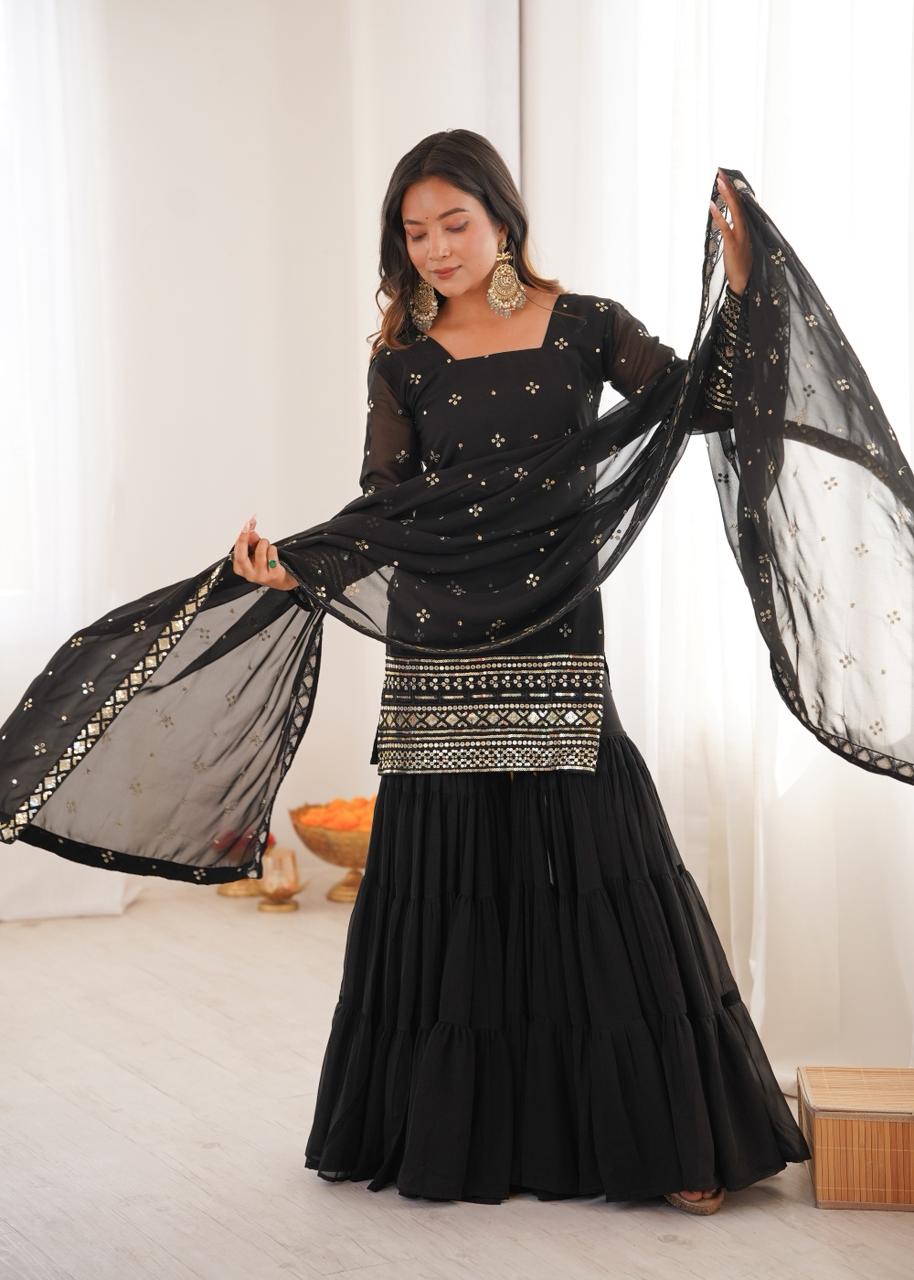 Sharara suit set for women Kurta sharara dupatta set Festive sharara suit