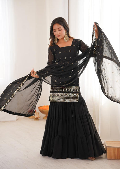 Sharara suit set for women Kurta sharara dupatta set Festive sharara suit
