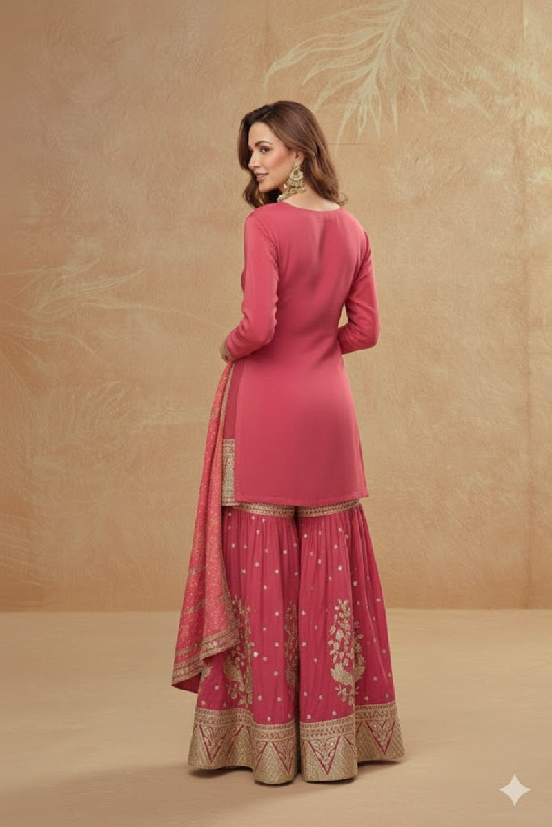 Party Wear Cosmos Silk With Sequence Embroidered Work Plazzo Set