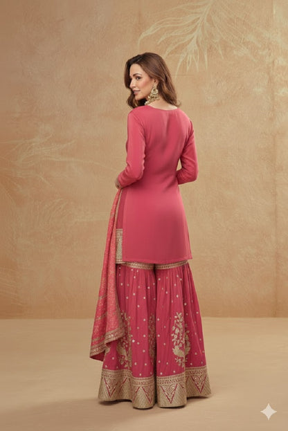 Party Wear Cosmos Silk With Sequence Embroidered Work Plazzo Set