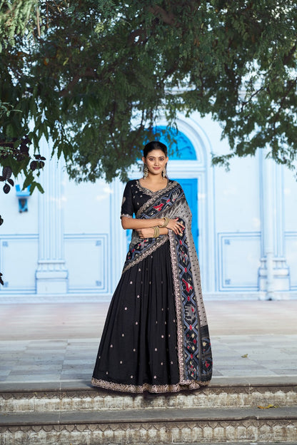 Navyblue Vichitra Silk Embroidered Work Wedding Lehenga Choli