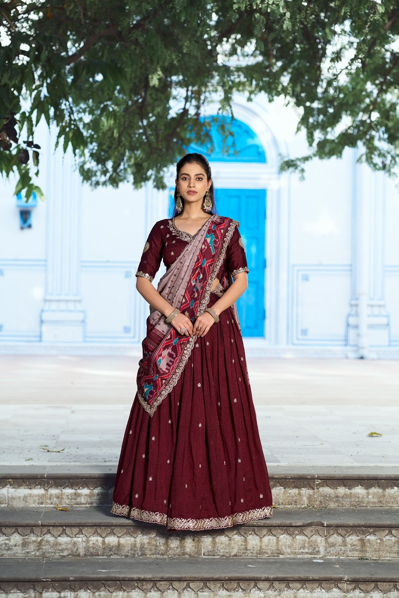 Navyblue Vichitra Silk Embroidered Work Wedding Lehenga Choli