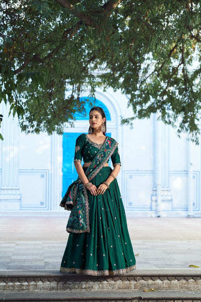 Navyblue Vichitra Silk Embroidered Work Wedding Lehenga Choli