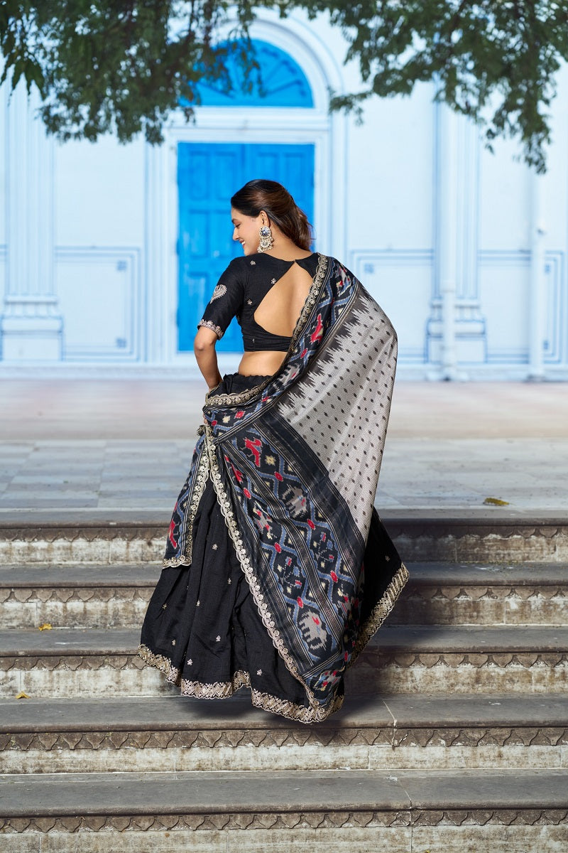 Navyblue Vichitra Silk Embroidered Work Wedding Lehenga Choli