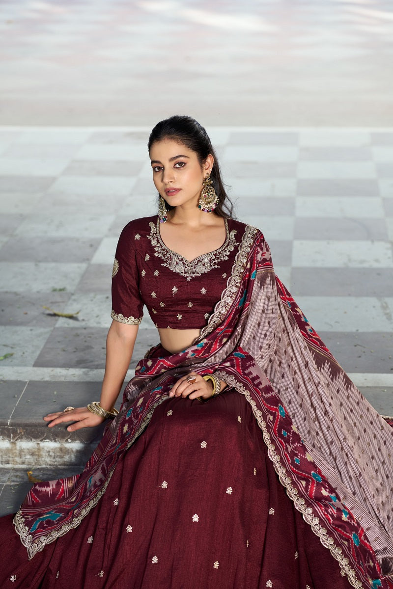 Navyblue Vichitra Silk Embroidered Work Wedding Lehenga Choli
