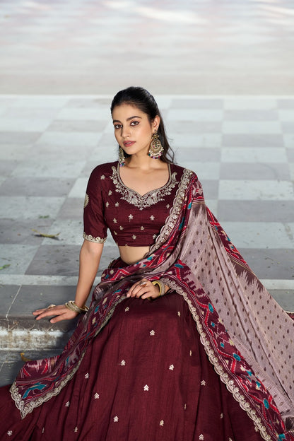 Navyblue Vichitra Silk Embroidered Work Wedding Lehenga Choli