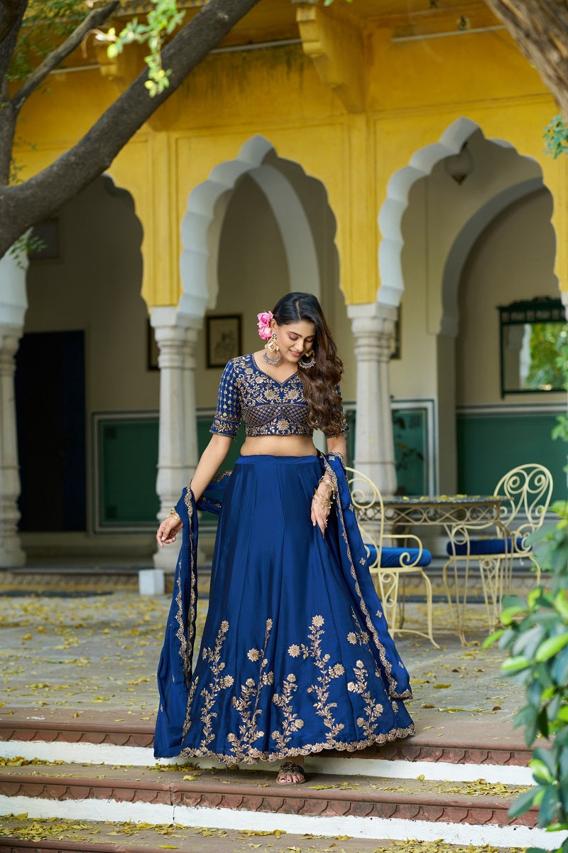 Navyblue Rangoli Silk Embroidered Work Wedding Lehenga Choli