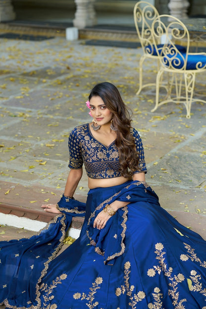 Navyblue Rangoli Silk Embroidered Work Wedding Lehenga Choli