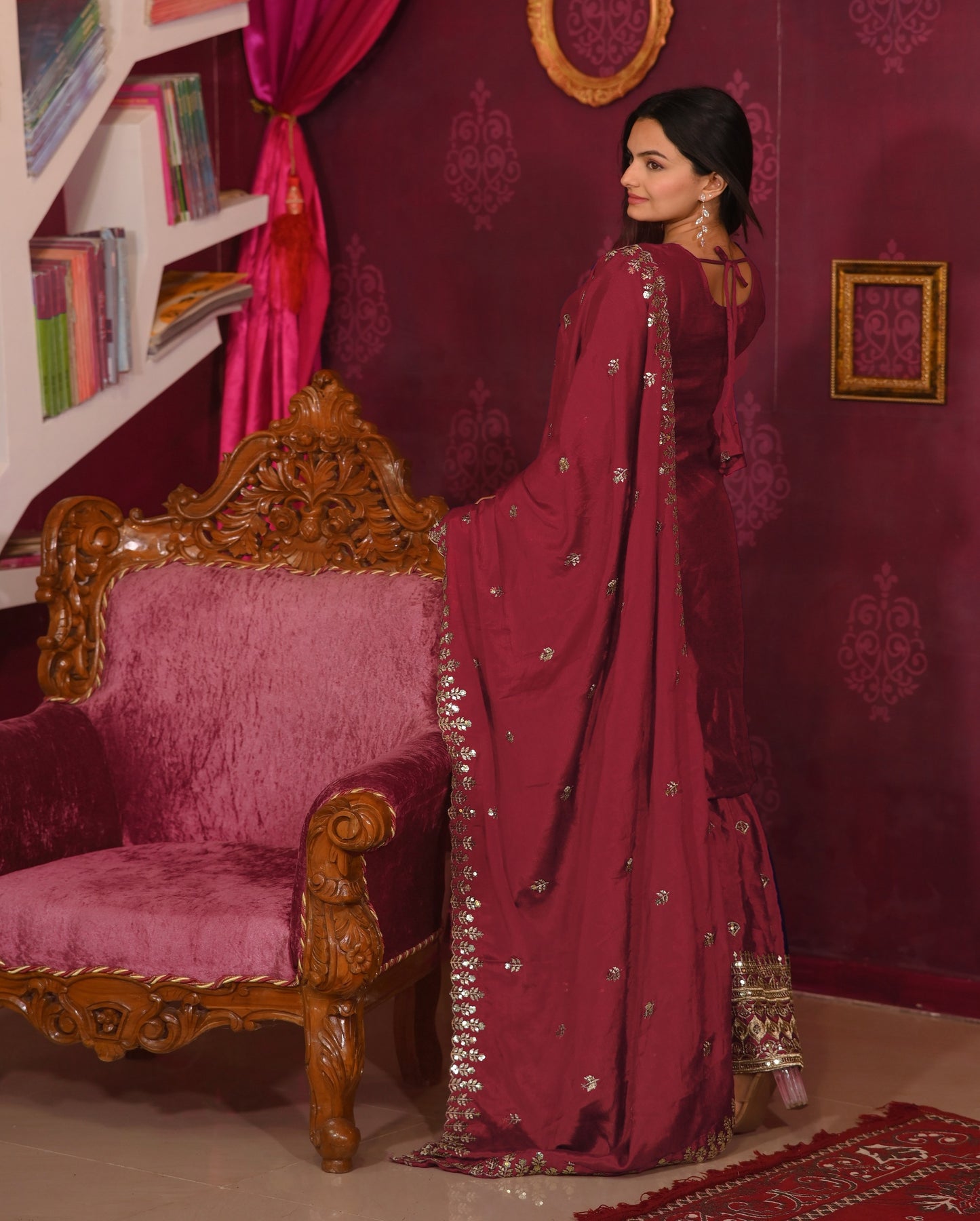 Heavy Chinon Suit With Sequence Embroidered Work 10