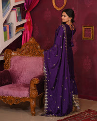 Heavy Chinon Suit With Sequence Embroidered Work 10