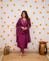 Printed Viscose Fabric Straight Kurta, Pant and Dupatta Set