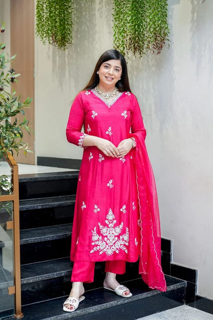 Pink Color Beautiful Readymade Dress On Muslin Fabric For Graceful Girlie Looks