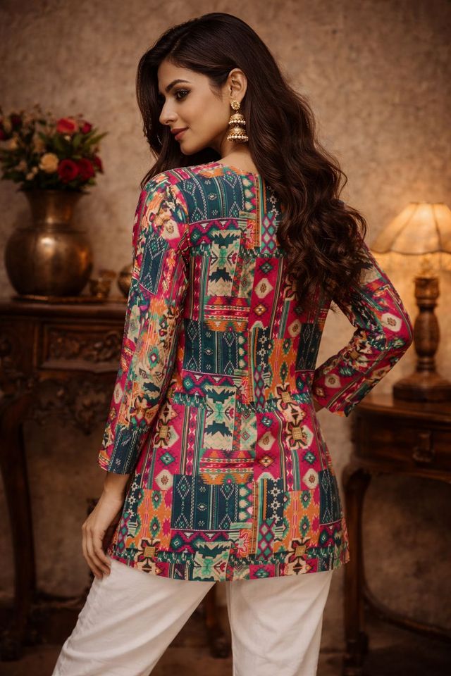 Multy Color Designer Digital Printed Muslin Fabric Foral Ethnic Kurta