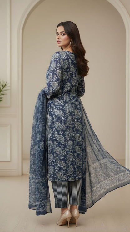 Teal Color Cotton Fabric Stylish And Trendy Kurta Set For Ethnic Girls
