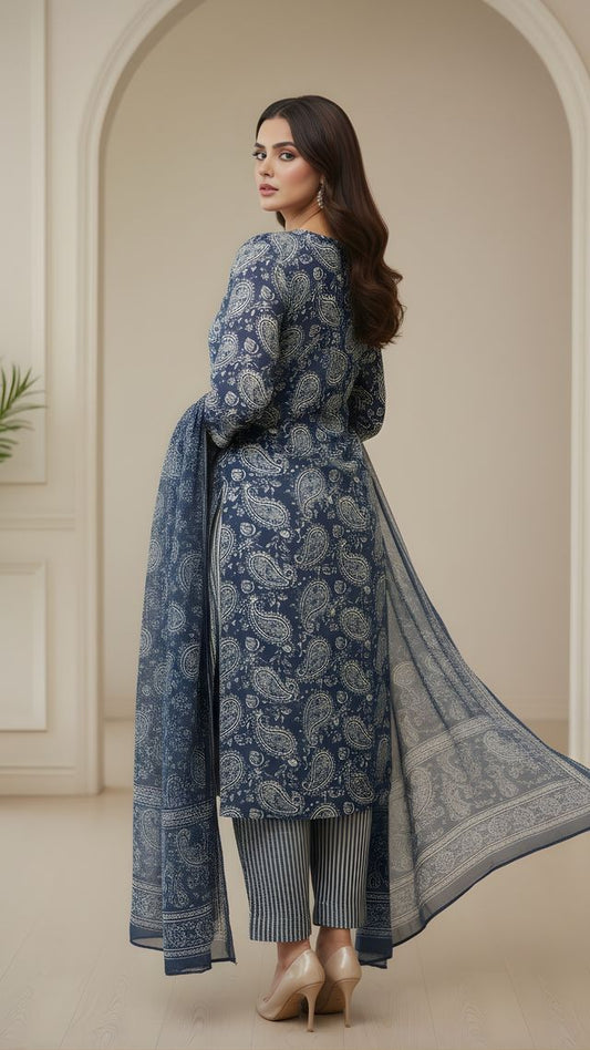 Teal Color Cotton Fabric Stylish And Trendy Kurta Set For Ethnic Girls