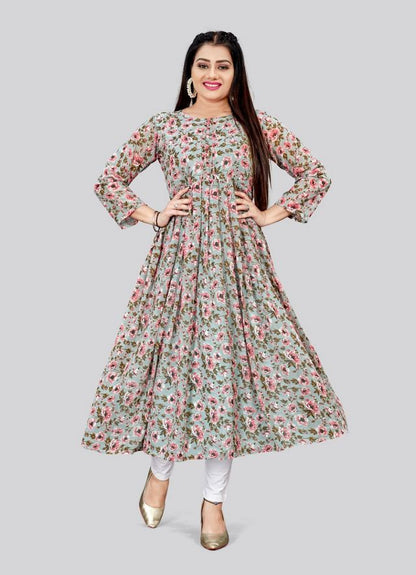 Grey Color Georgette Fabric Readymade Kurti For Ethnic Festive Looks