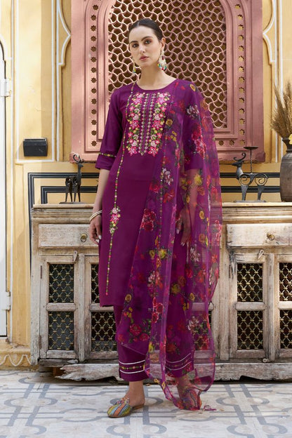 Purple Color Viscose Rayon Fabric Smart Embroidered Girlie Trendy Salwar Suit