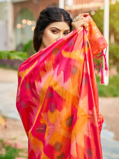 Yellow Soft Silk Saree with Floral Printed Work with Blouse