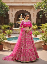 Wine Maroon Designer Lehenga Choli with Embroidered Dupatta HKV-00150 PINK