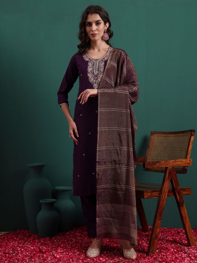 Purple Color Beautiful Ethnic Suit For Classy Trendy Girl