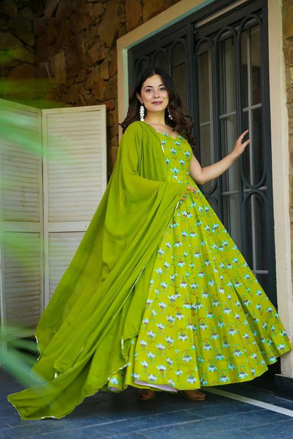 Festive wear gown collection  digital printed work Pista