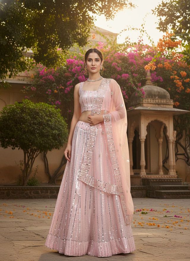 Zariya Turquoise Party Wear Lehenga HKV-002560 LIGHT PINK