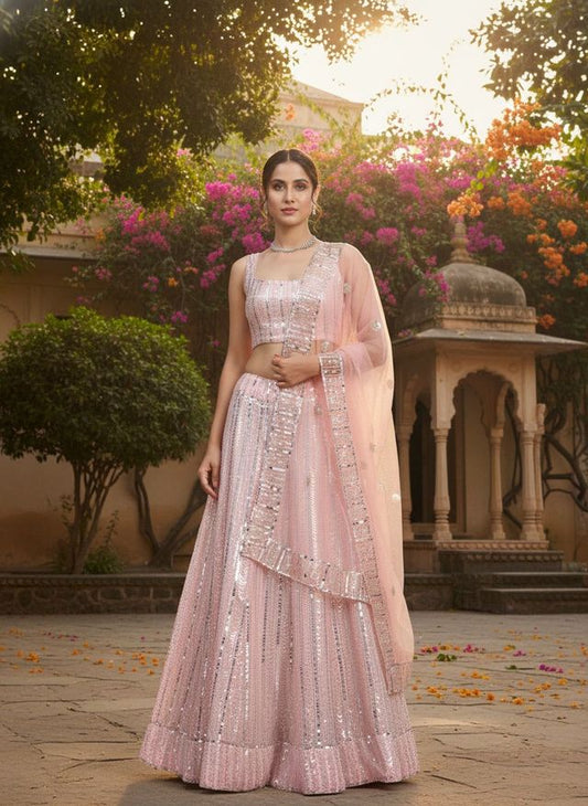Zariya Turquoise Party Wear Lehenga HKV-002560 LIGHT PINK