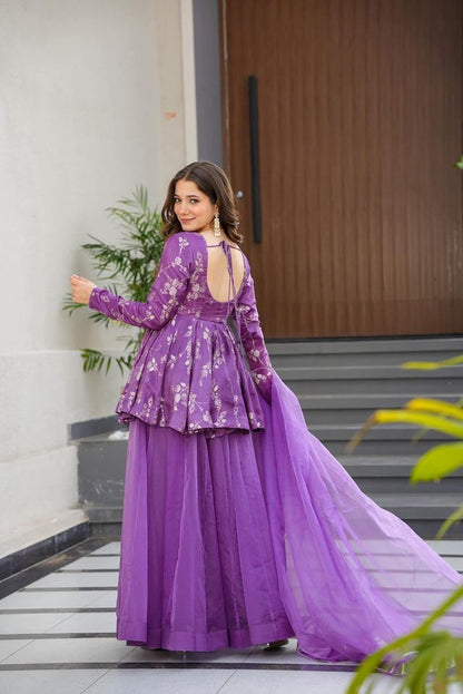 Festive wear sarara set with dupatta  Purple