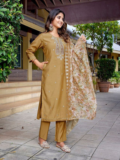 Chiku Color Stylish Partywear Readymade Ethnic Suit