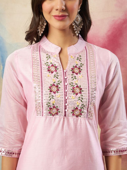Pink Color Chanderi Modal Ethnic Fancy Partywear Suit With Classy Looks