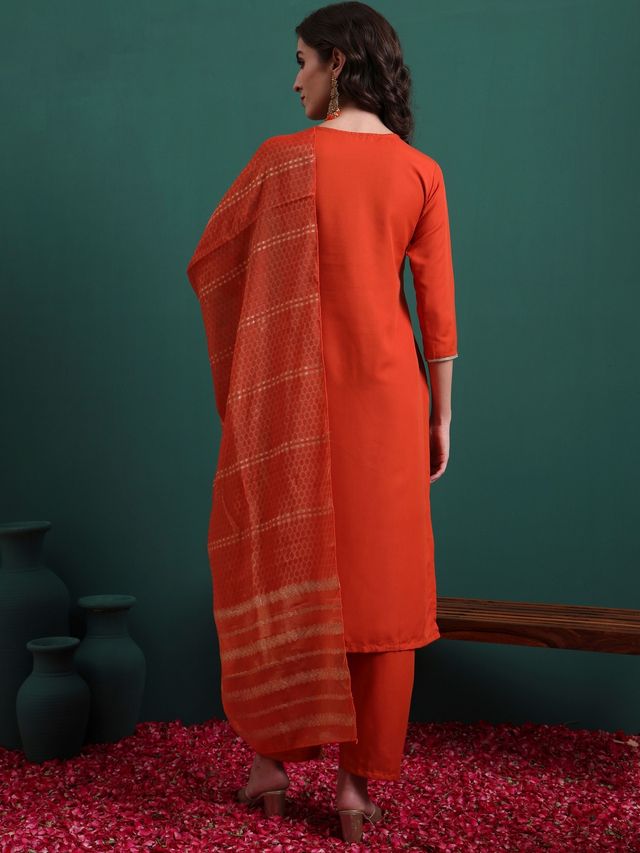 Orange Color Beautiful Ethnic Suit For Classy Trendy Girl